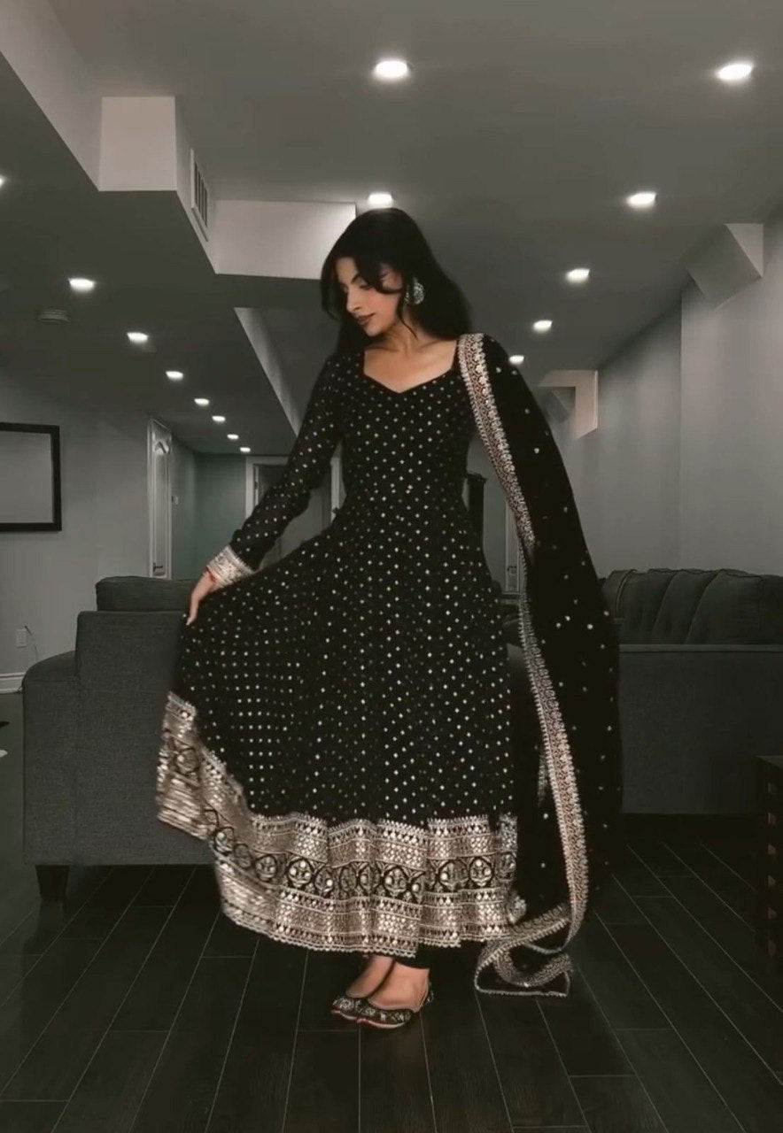 Glimmer in Black Anarkali Set