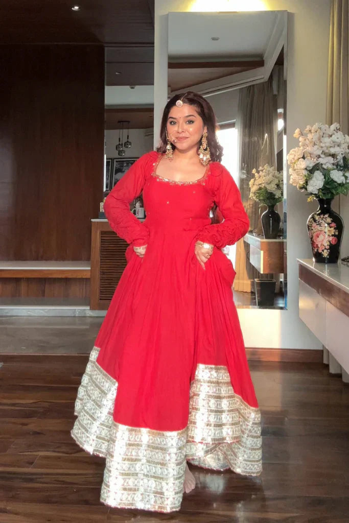 Neha's Premium Red Anarkali Suit Set