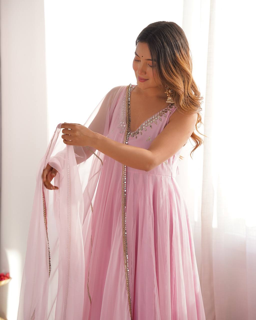 Vidhi Blush Elegance Flowing Anarkali Gown