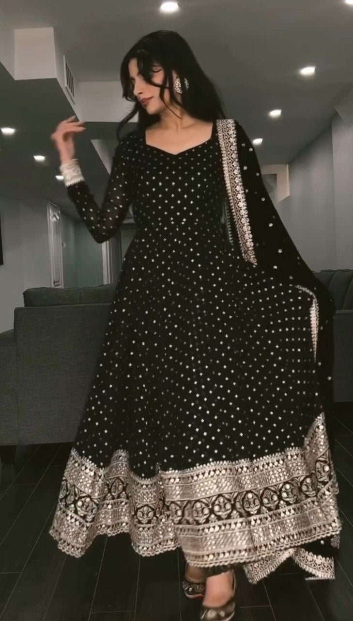 Glimmer in Black Anarkali Set