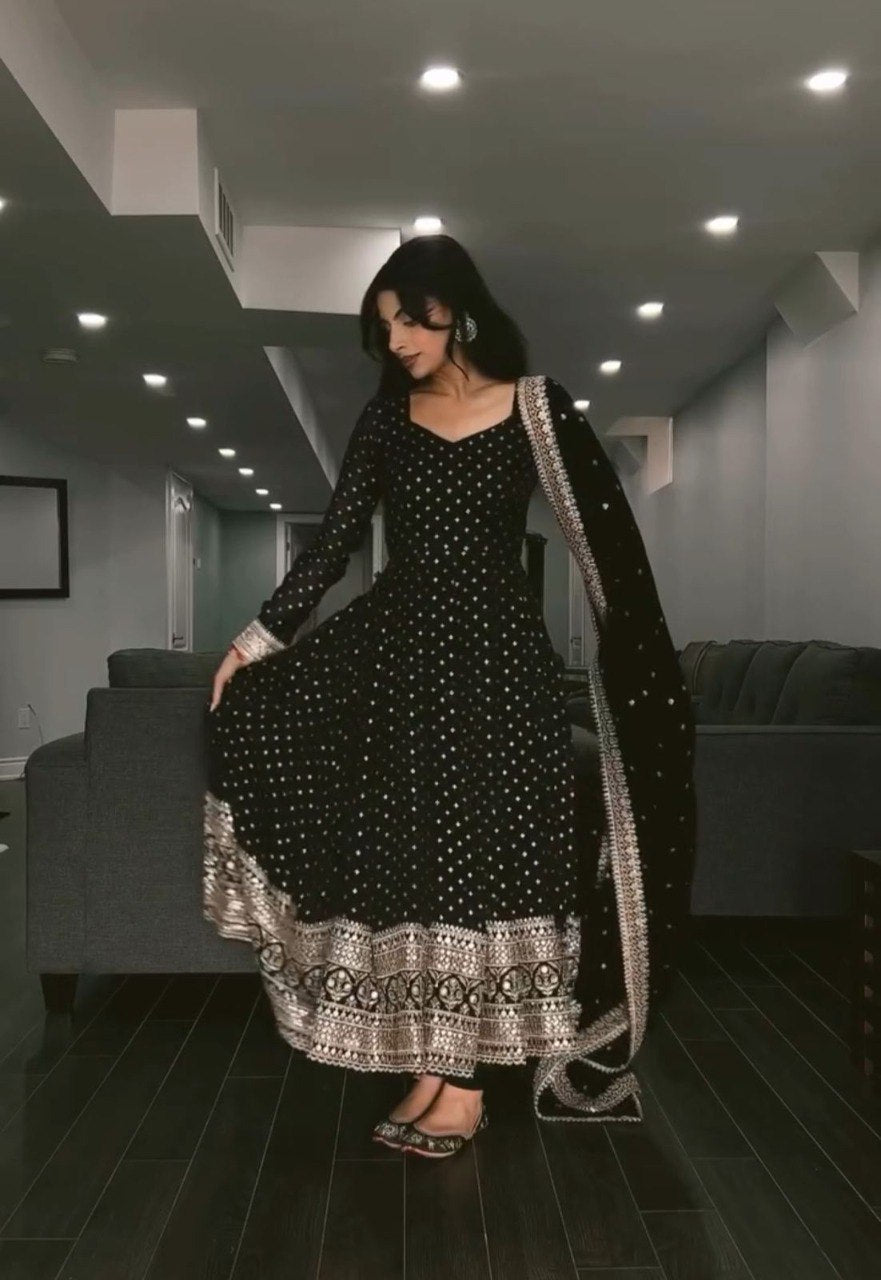 Glimmer in Black Anarkali Set