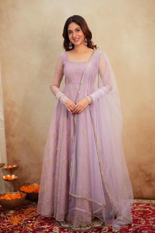 Arohi Soft Organza Embroidered Gown Set