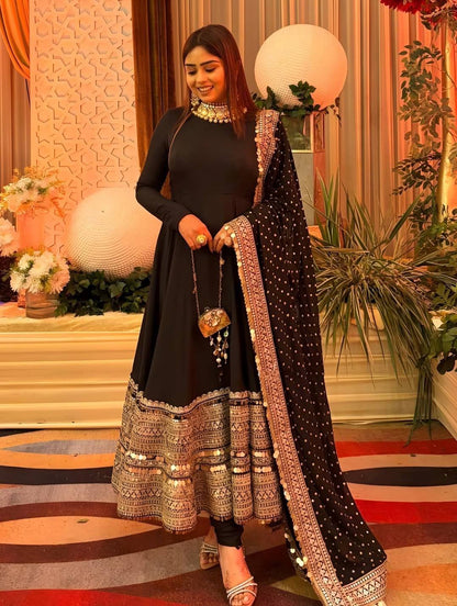 Muskan Royal Black Anarkali Set