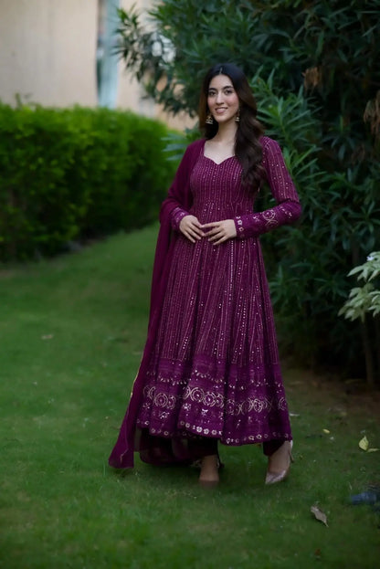 Nayra Purple Embroidered Suit Set