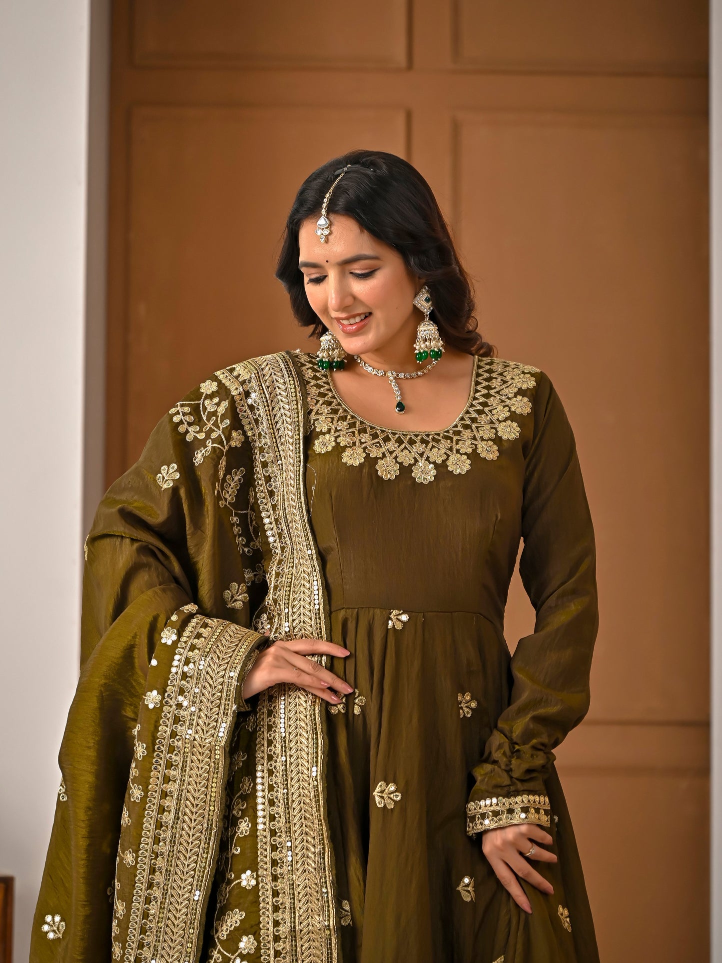 Meher Vichitra Silk Anarkali Suit Set