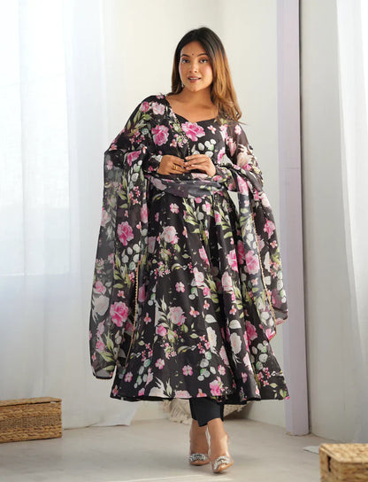 Inaaya Ready To Wear Soft Flowing Floral Anarkali Set