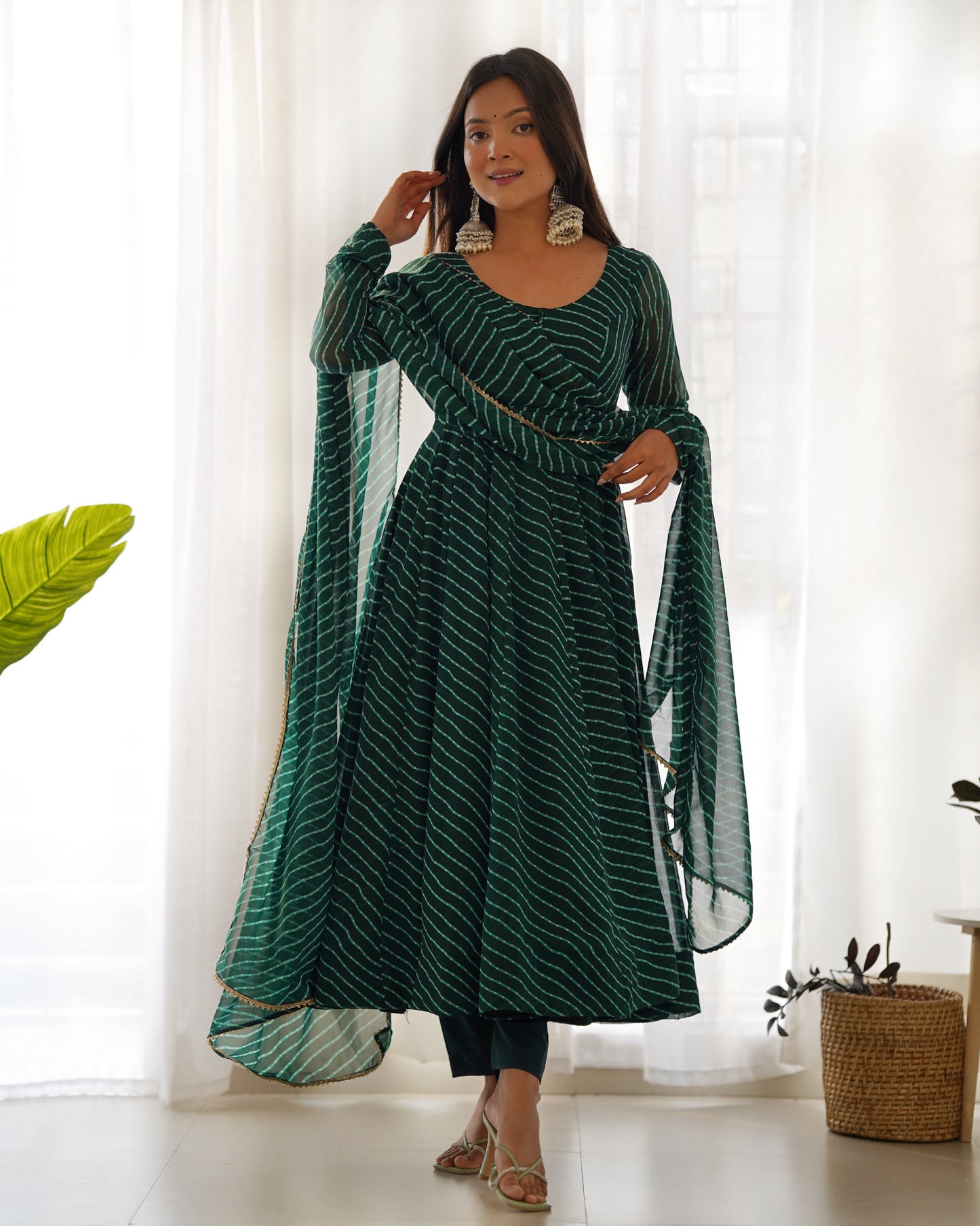 Aanika Fox Georgette Laheriya Print Anarkali