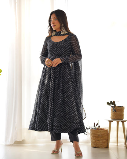Aanika Fox Georgette Laheriya Print Anarkali