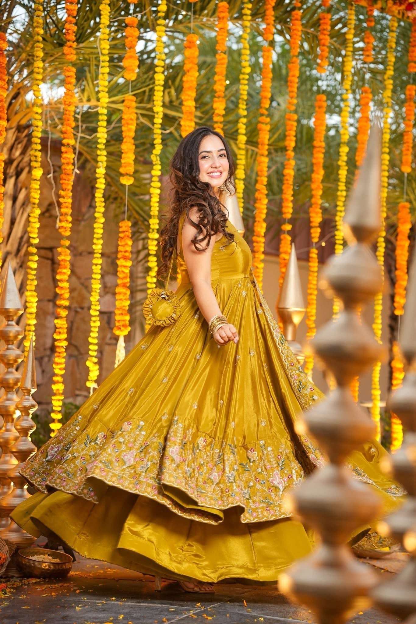 Saanvi Mustard Wedding Wear Anarkali Set
