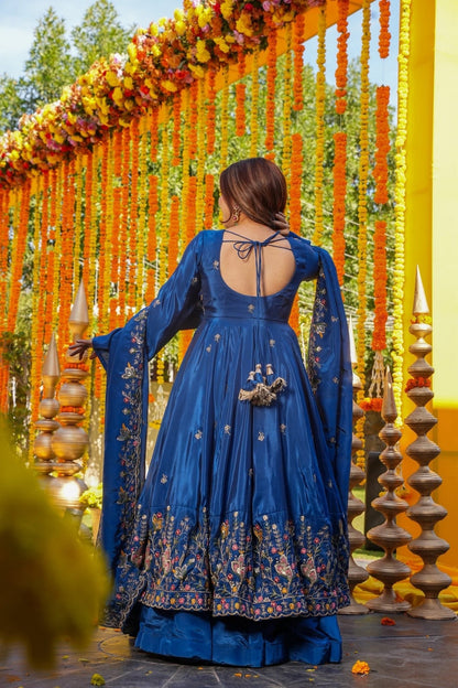 Saanvi Blue Wedding Wear Anarkali Set