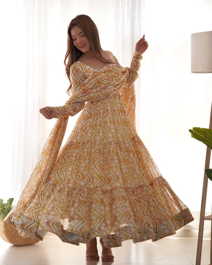 Ethereal Elegance Zigzag Sunburst Anarkali Set