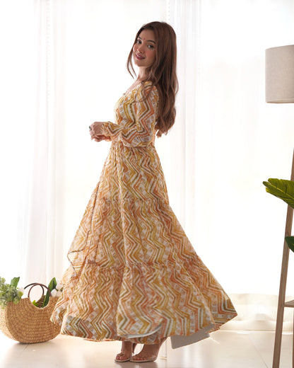 Ethereal Elegance Zigzag Sunburst Anarkali Set