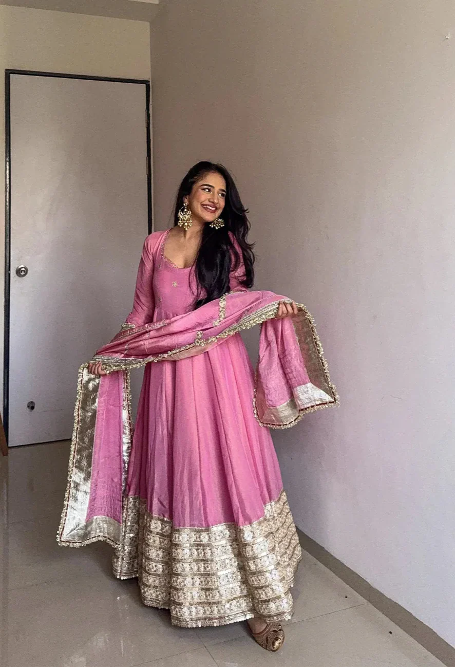 Nargis Pink Premium Anarkali Suit Set