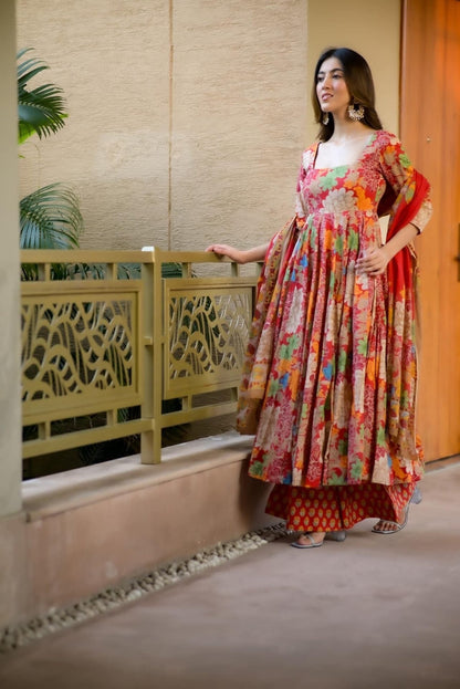 Vaani Floral Maslin Suit Set