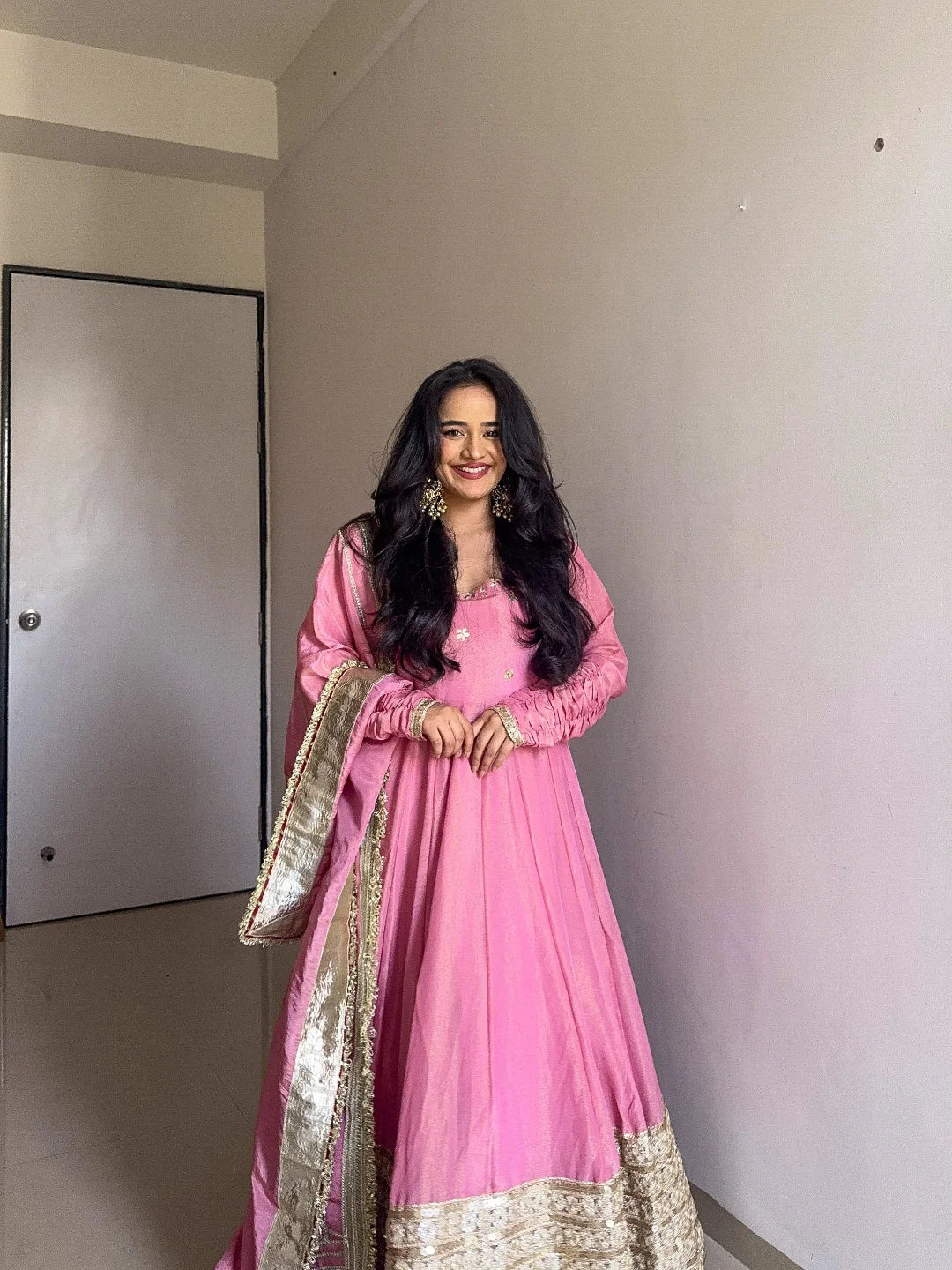 Nargis Pink Premium Anarkali Suit Set