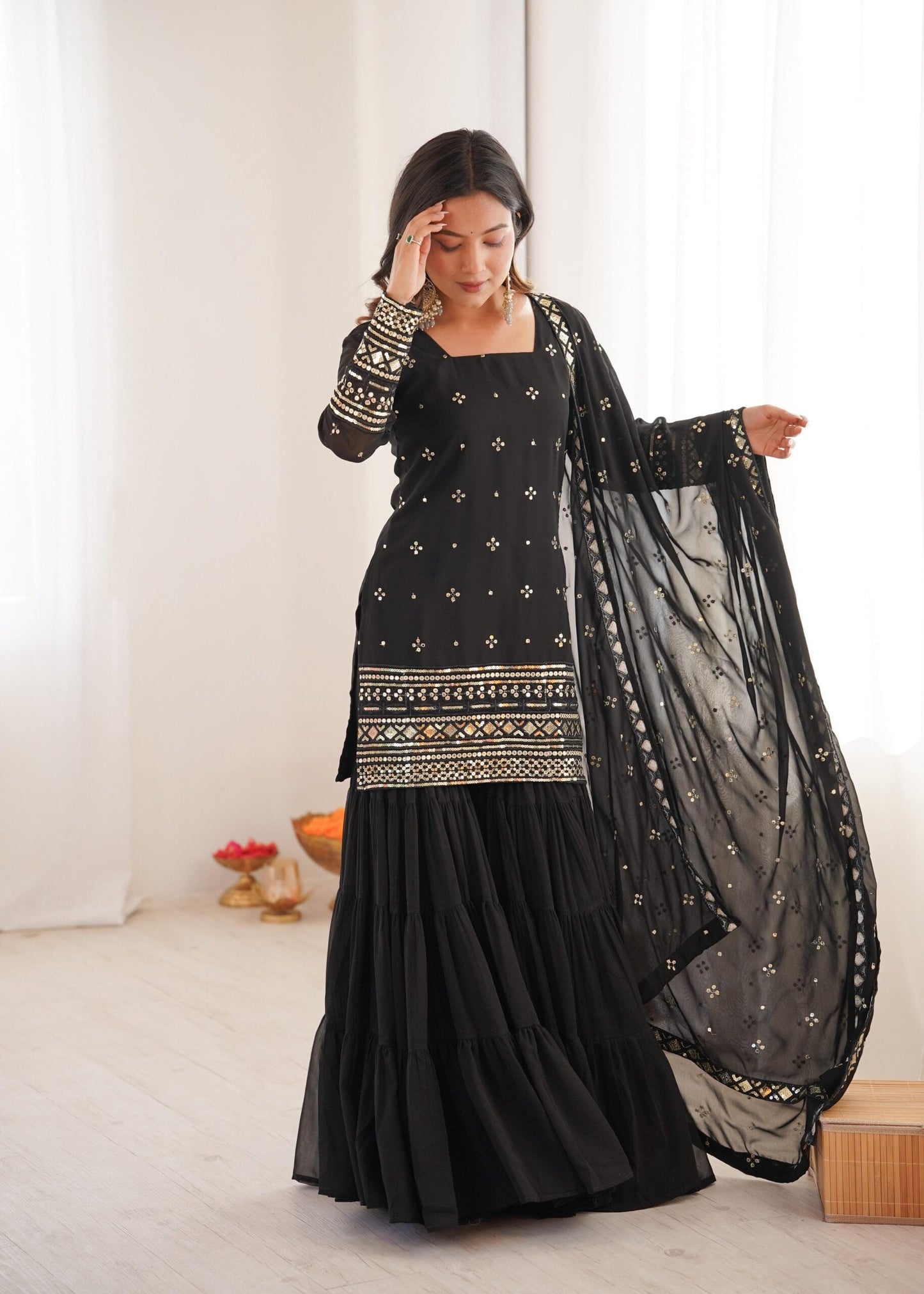 Kavya Black Pure Georgette Sequence Work Salwar Suit