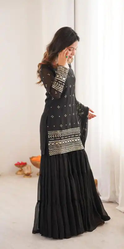 Kavya Black Pure Georgette Sequence Work Salwar Suit