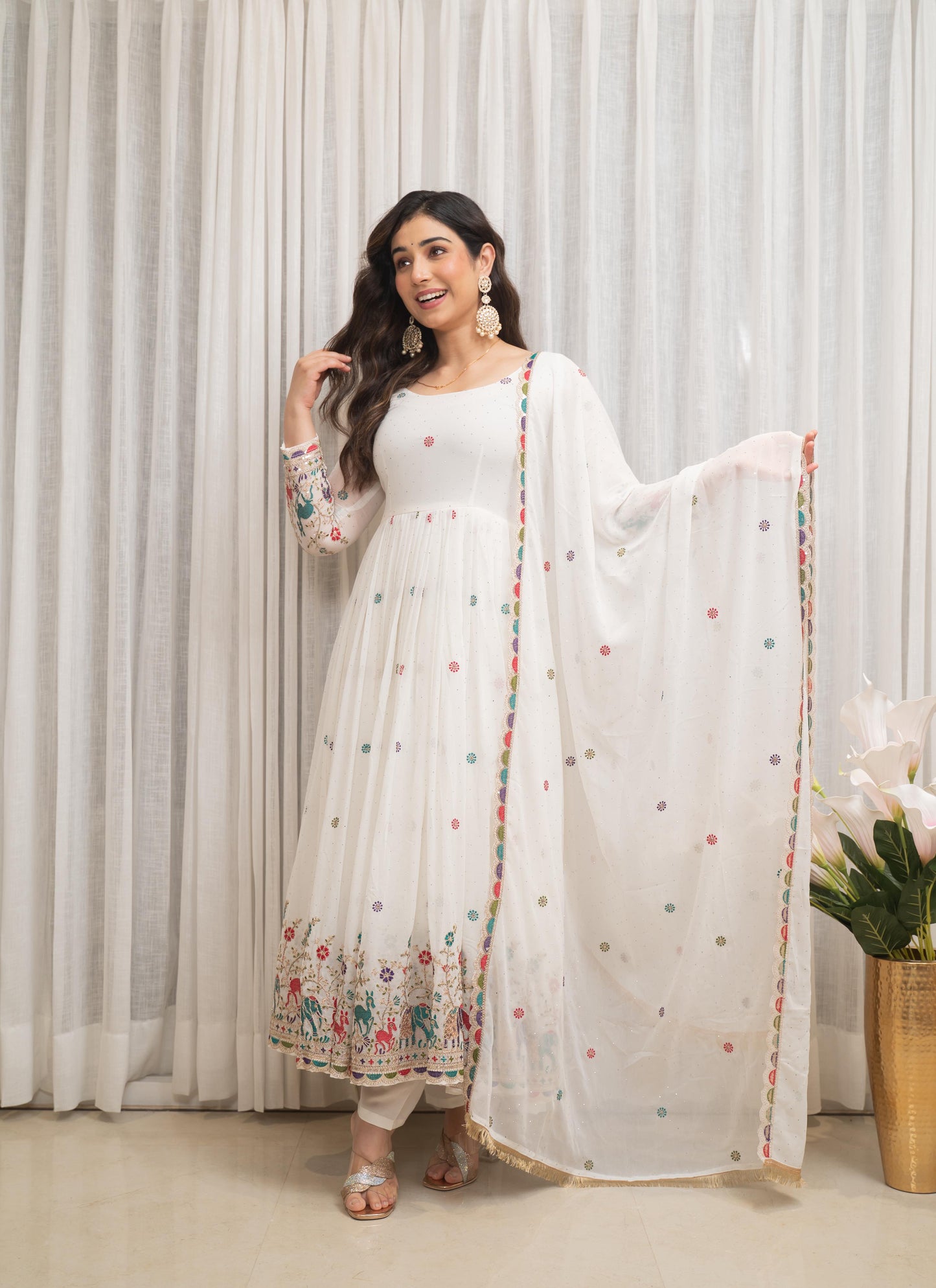 Pearl Glow Embroidered Suit Set
