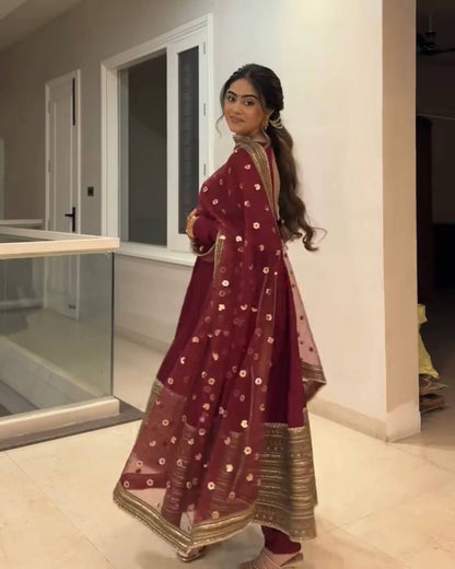 Jahnvi Maroon Magic Anarkali Set