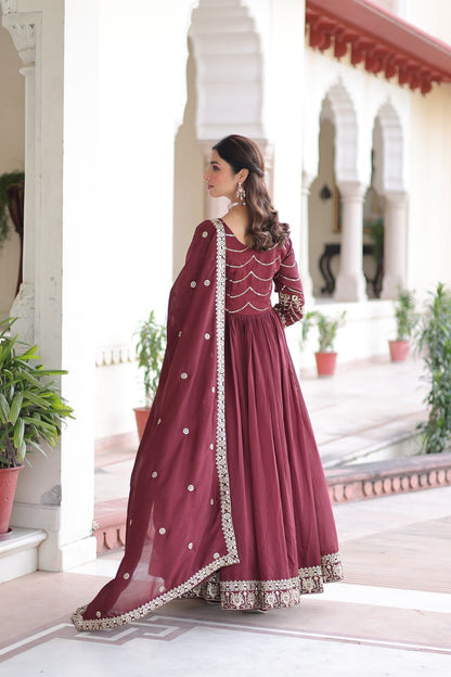 Vichitra Silk with Rich Sequins Embroidered Work Gown