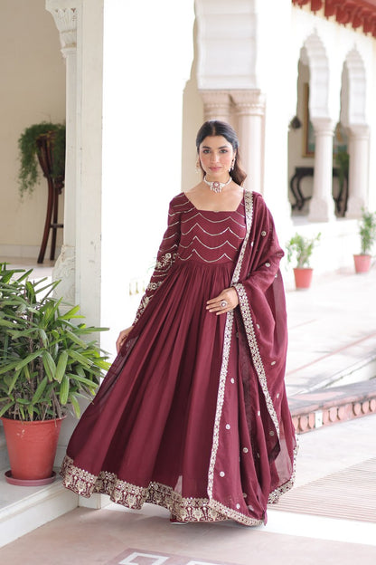 Vichitra Silk with Rich Sequins Embroidered Work Gown