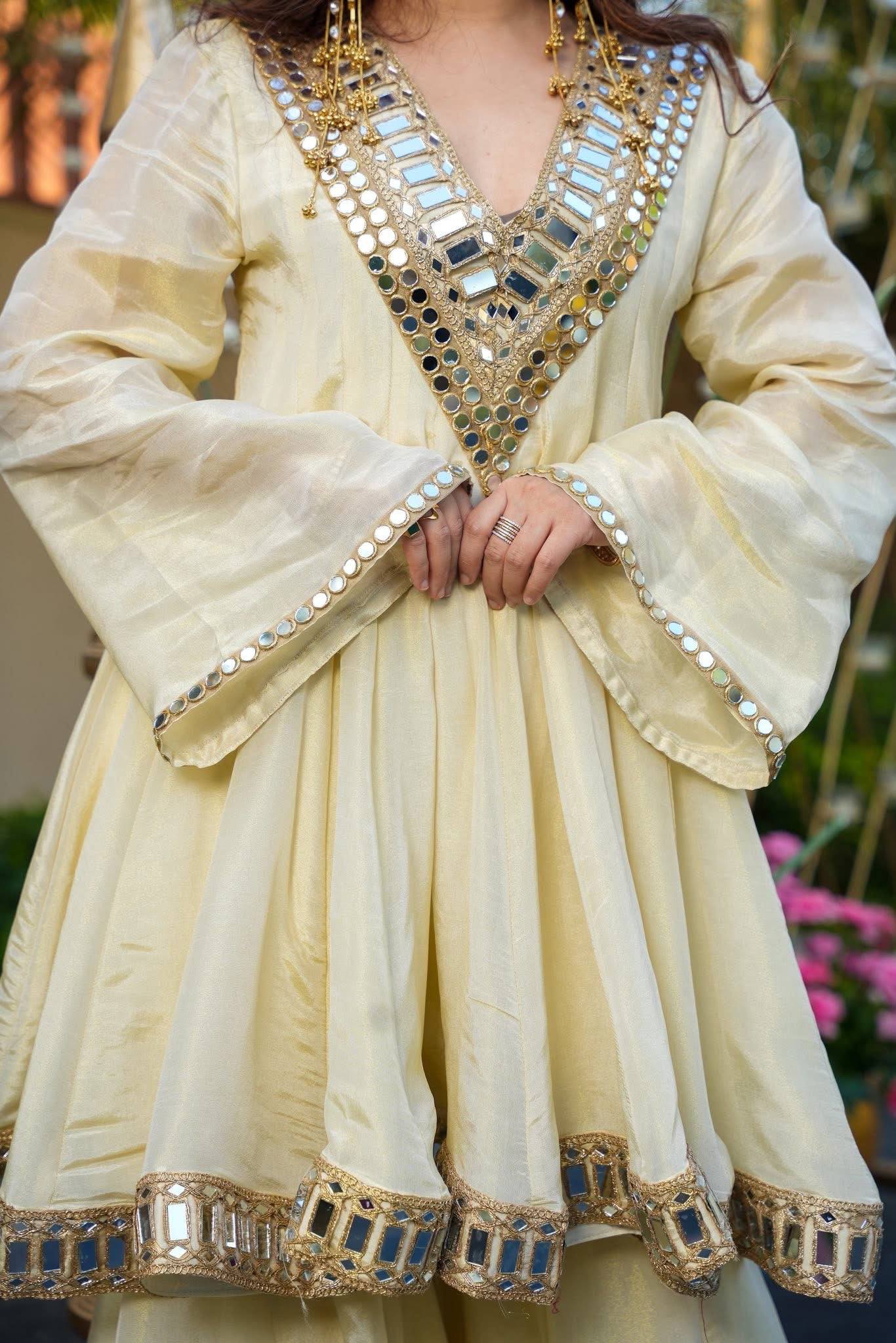 Ivory Mirror Magic Sharara Set