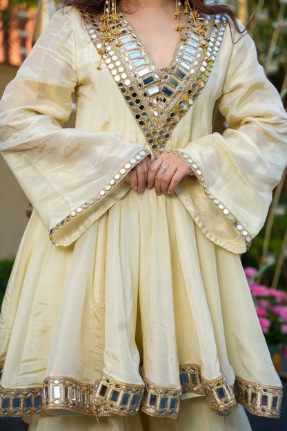 Ivory Mirror Magic Sharara Set