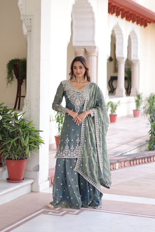 Kashvi Hand Sequins Embroidered Sharara Set