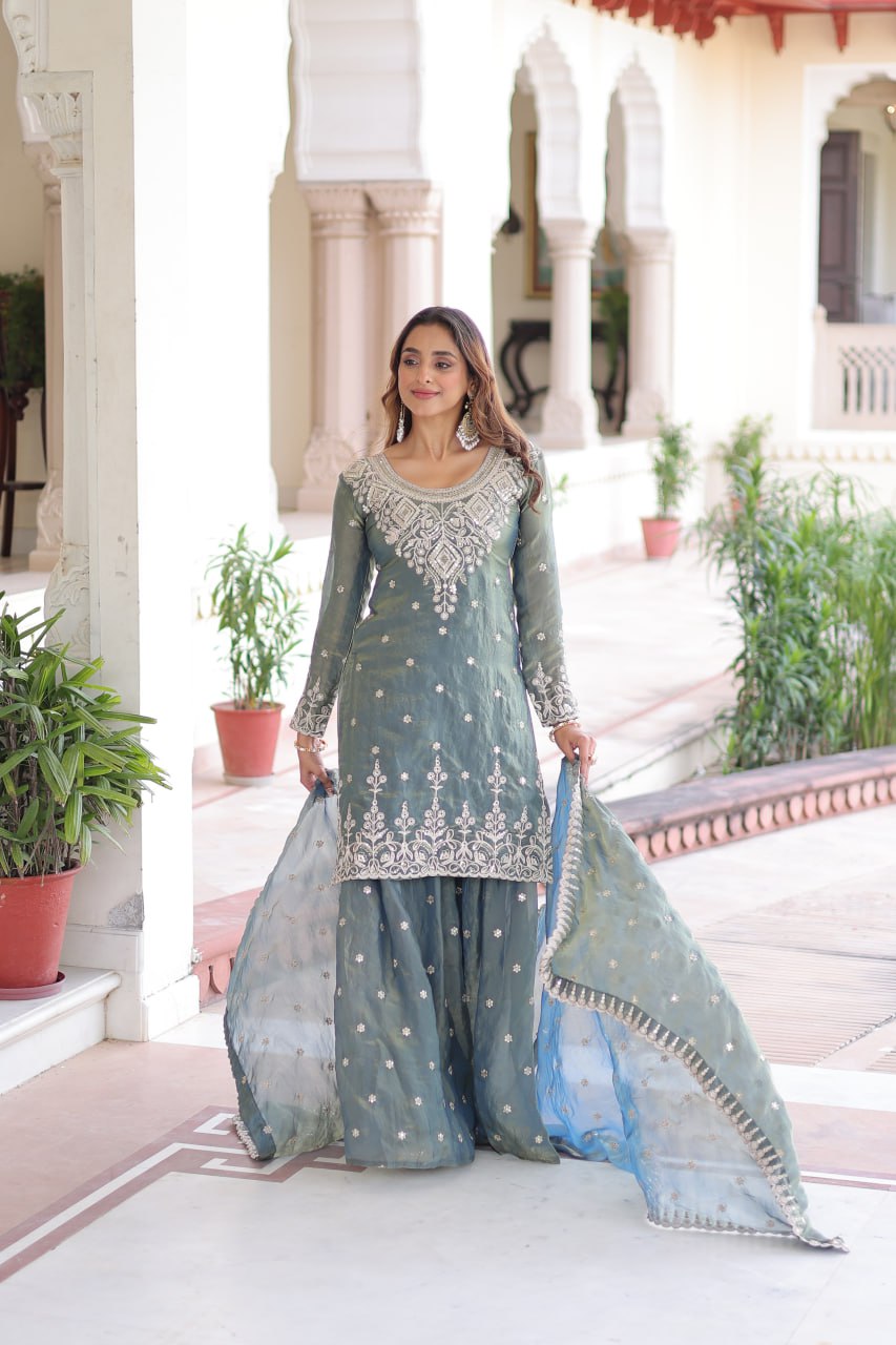 Kashvi Hand Sequins Embroidered Sharara Set