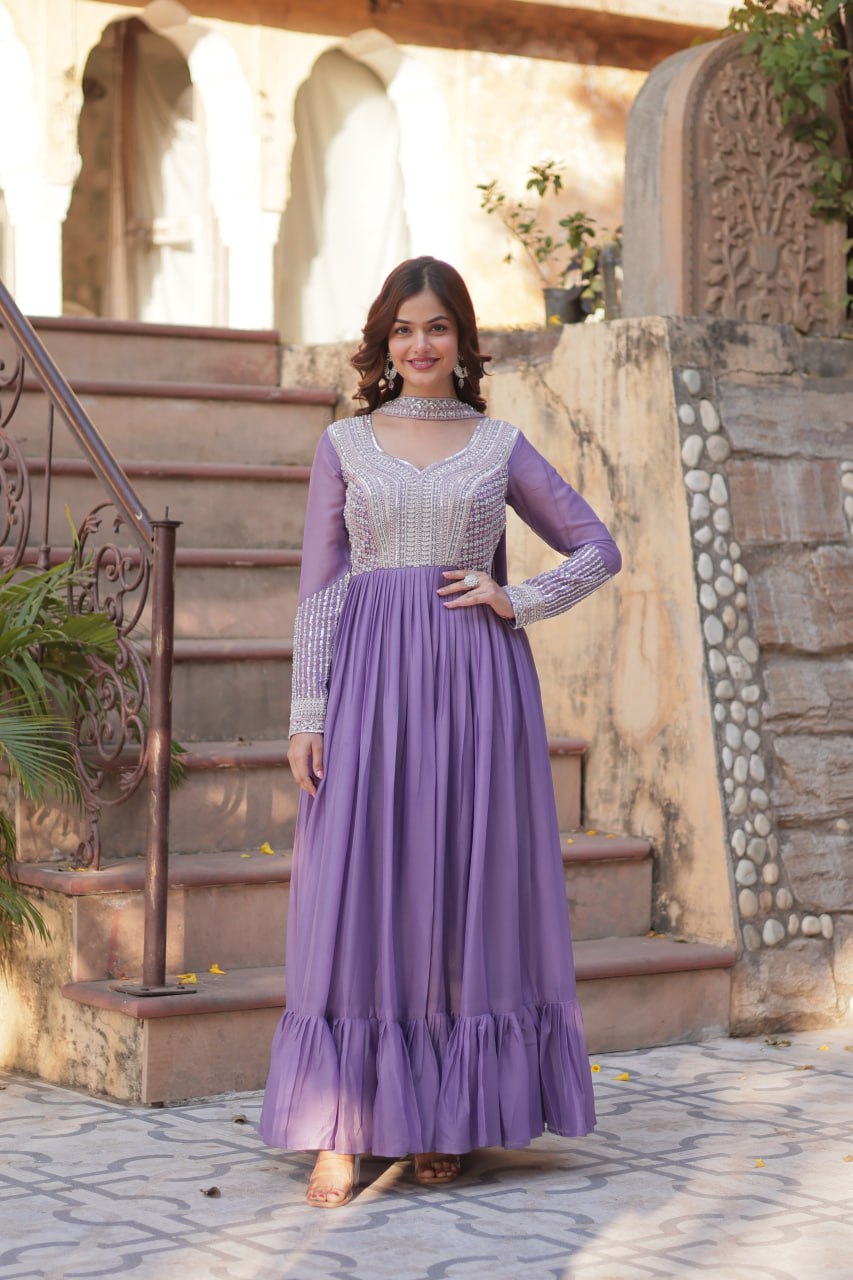 Samara Embroidered Anarkali Gown Set with Dupatta