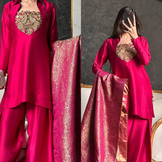 Tasneem Malay Satin Silk Farshi Salwar Suit Set
