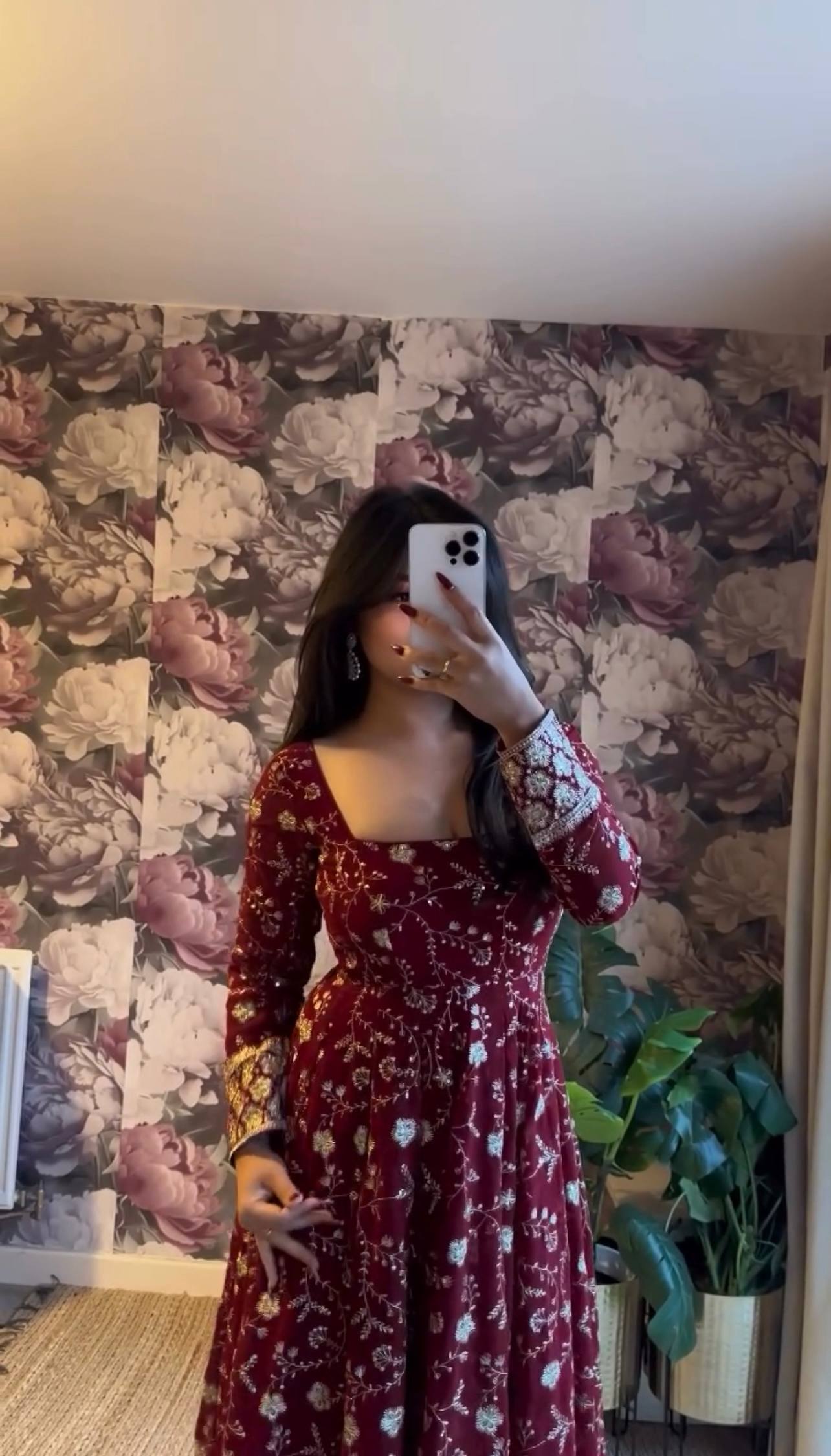 Lara Luxe Floral Threadwork Anarkali Set with Dupatta