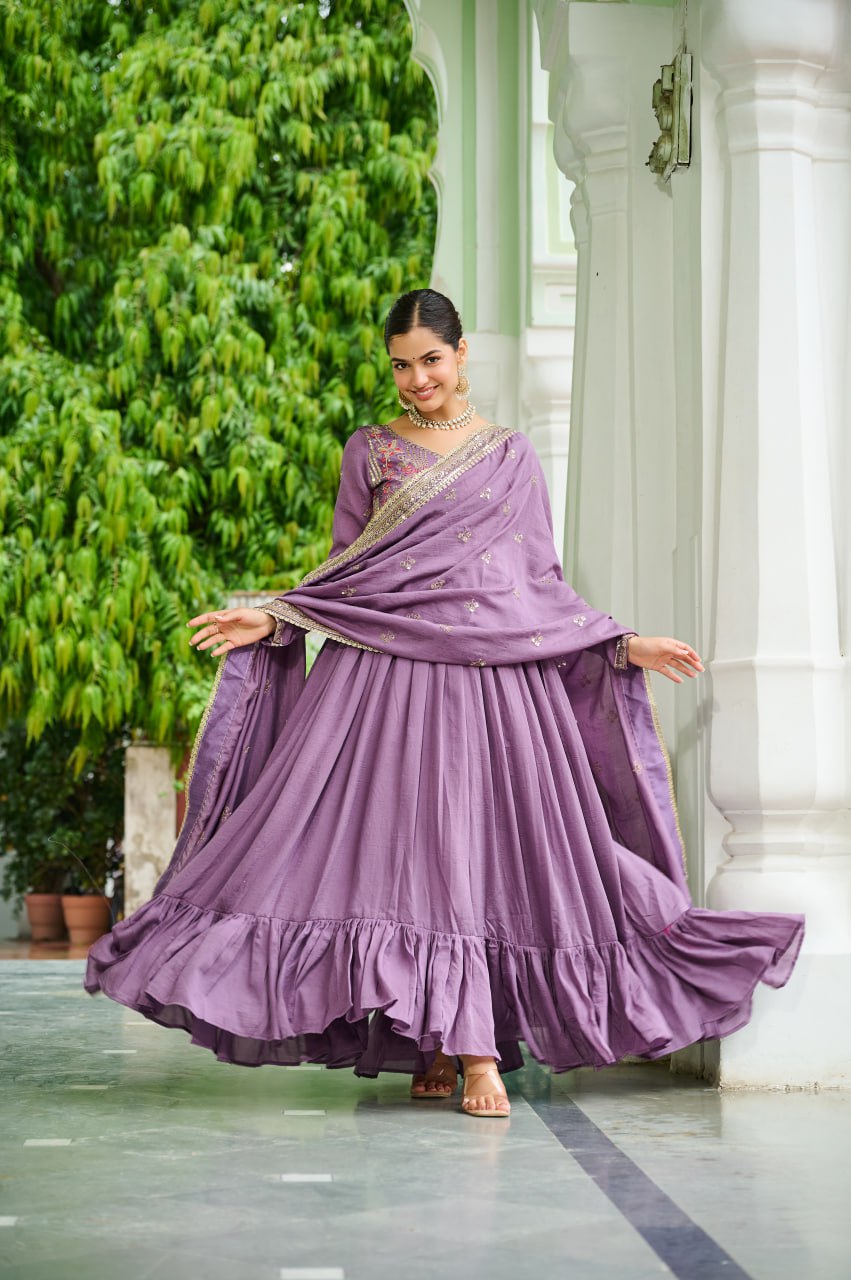 Garden of Serenity Lavender & Green Anarkali Gown