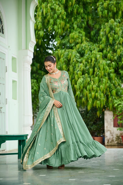 Garden of Serenity Lavender & Green Anarkali Gown