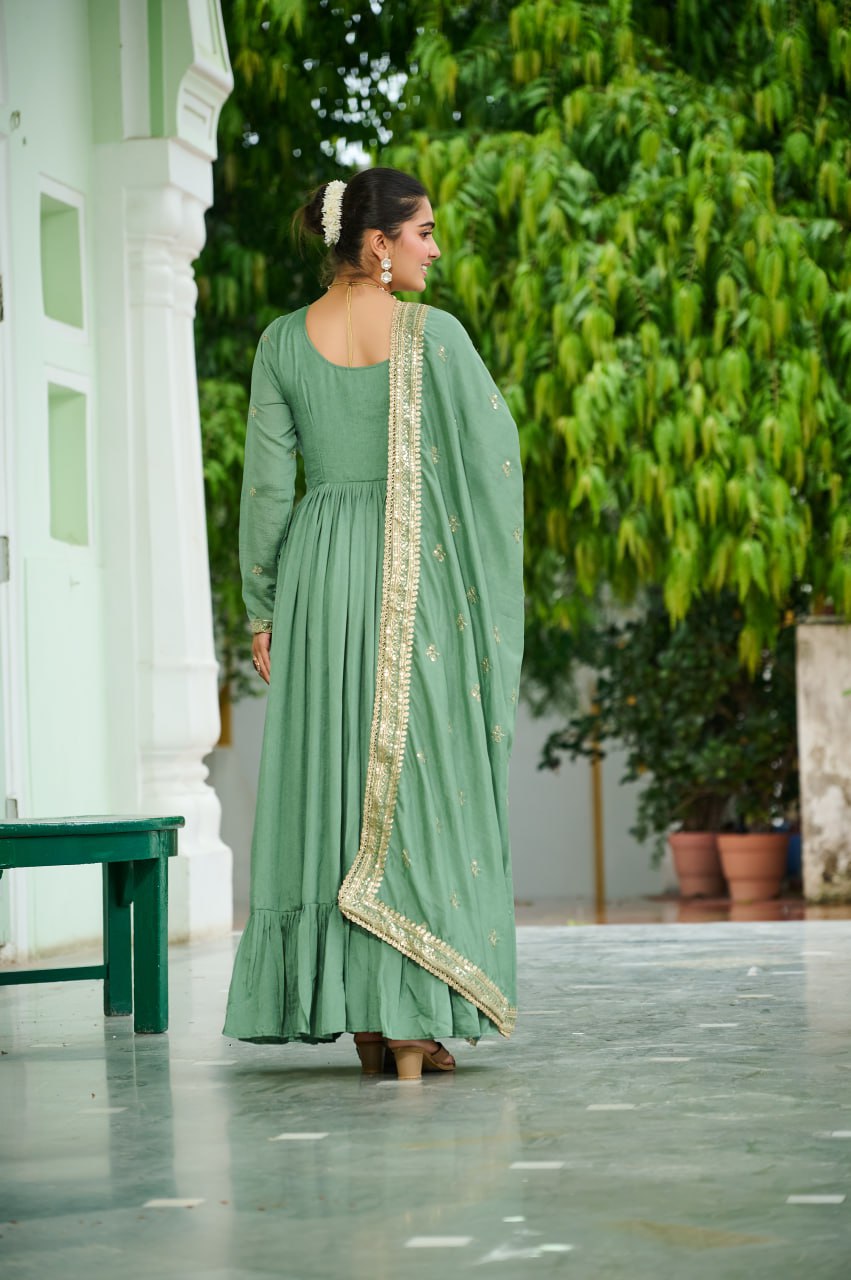 Garden of Serenity Lavender & Green Anarkali Gown