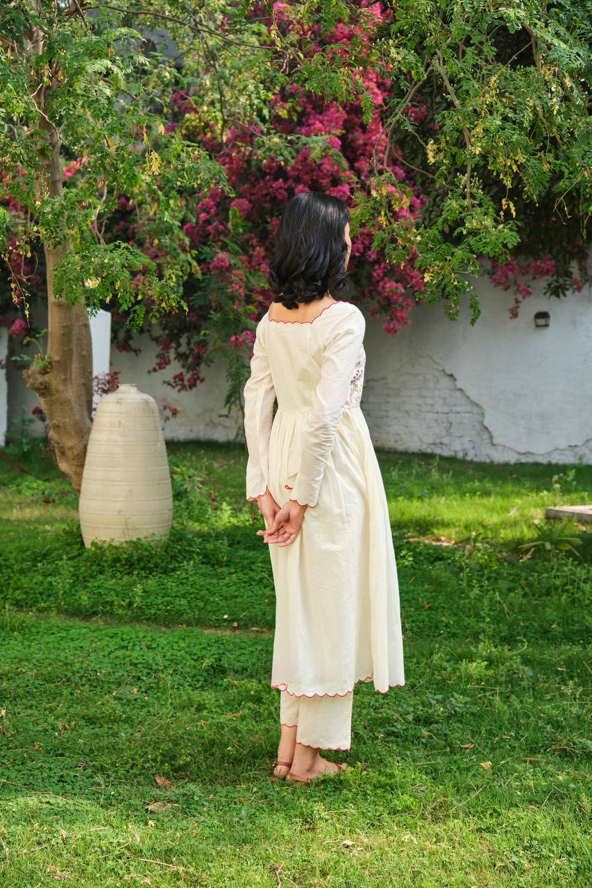 Nitya Khadi Cotton With Thread Work Dupatta Set