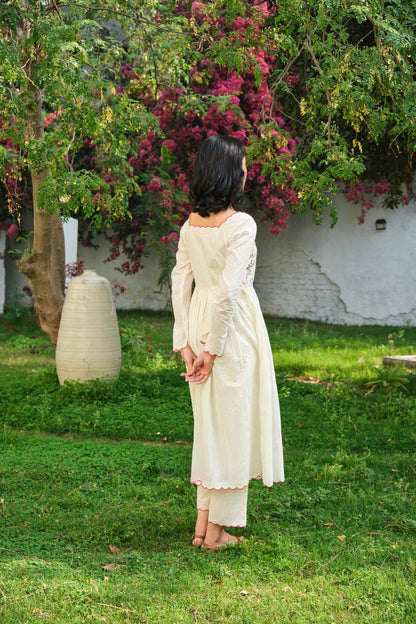 Nitya Khadi Cotton With Thread Work Dupatta Set