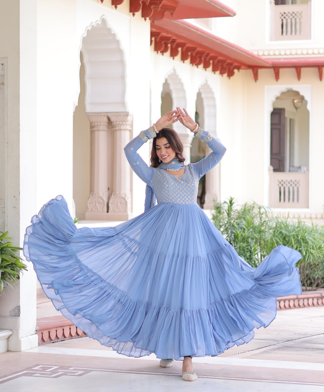 Yatika Soft Georgette Tiered Anarkali Gown