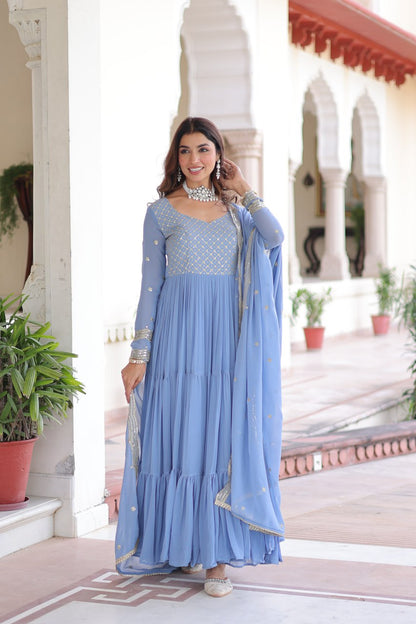 Yatika Soft Georgette Tiered Anarkali Gown