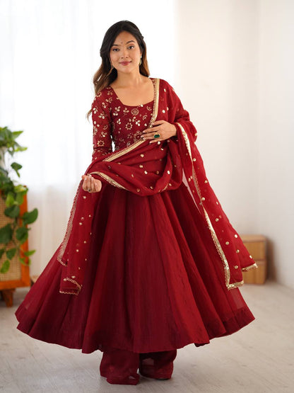 Vanshika Zari Embroidered Flair Anarkali Set