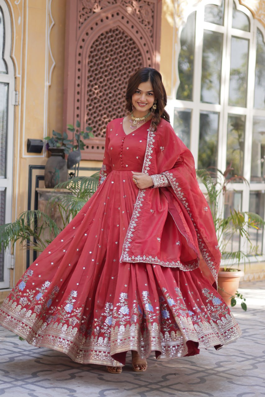 Kanika Readymade Gown With Dupatta Set