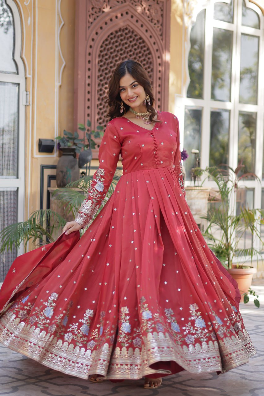 Kanika Readymade Gown With Dupatta Set