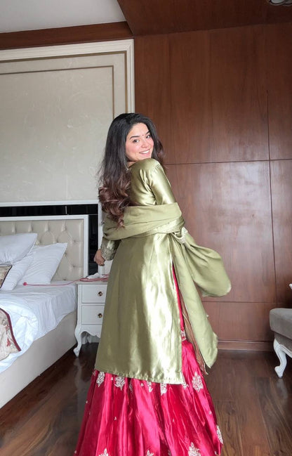 Anushka Olive Blossom Charm  Royal Patiala Suit