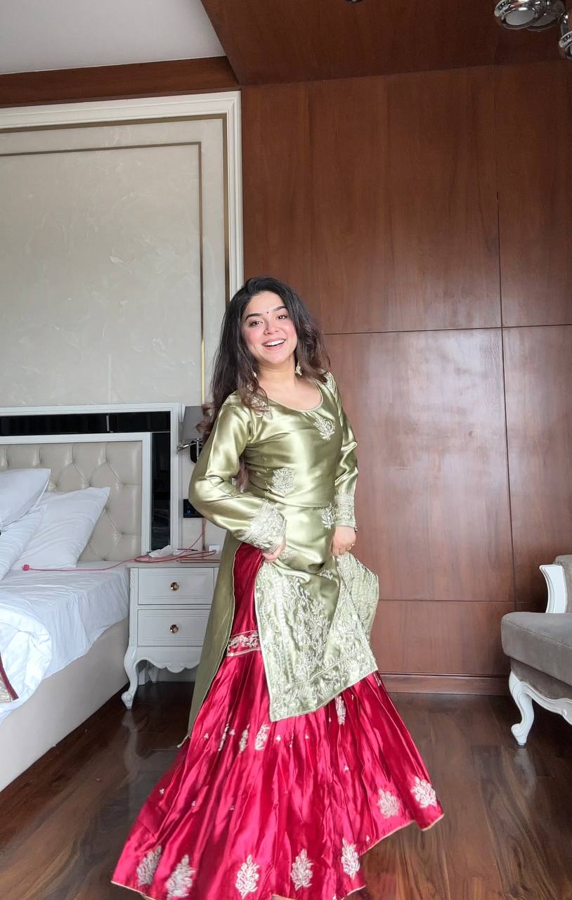 Anushka Olive Blossom Charm  Royal Patiala Suit