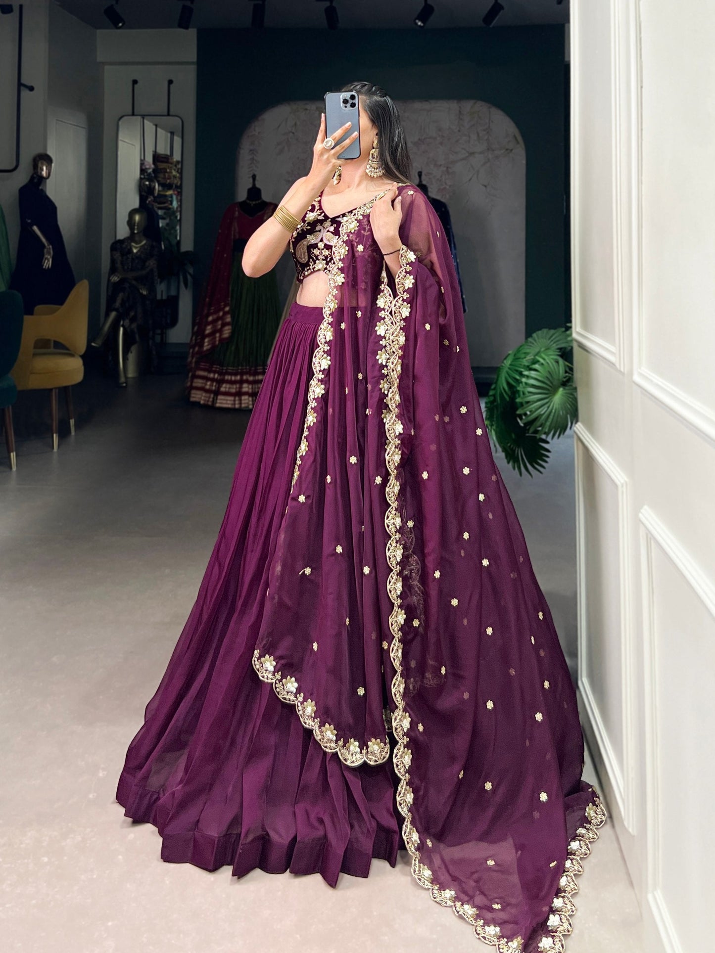 Regal Wine Muse Every Twirl Embroidered Lehenga Choli