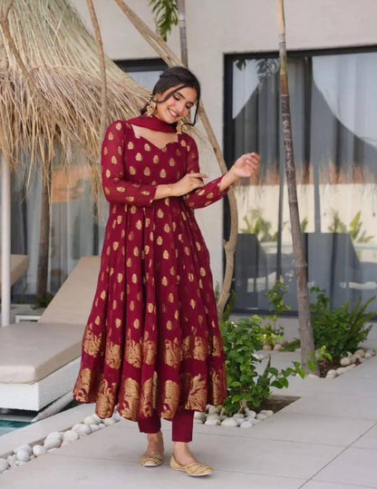 Sunehri Maroon Suit Set