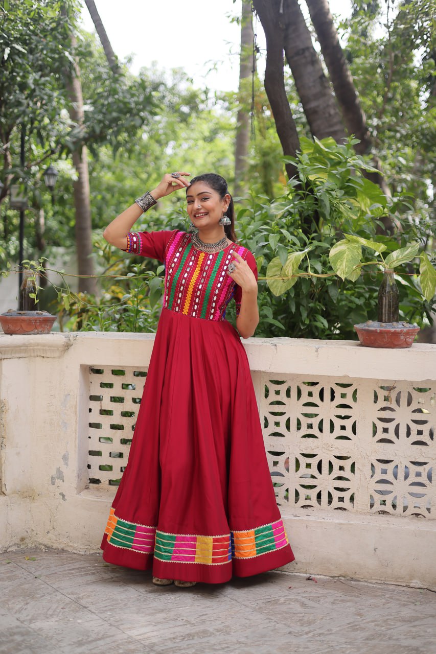 Anaya’s Vibrant Charm Mirror Anarkali Gown