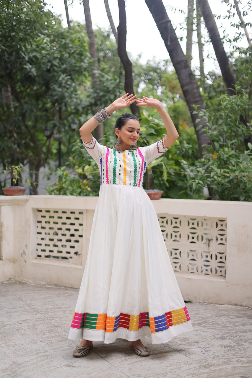 Anaya’s Vibrant Charm Mirror Anarkali Gown