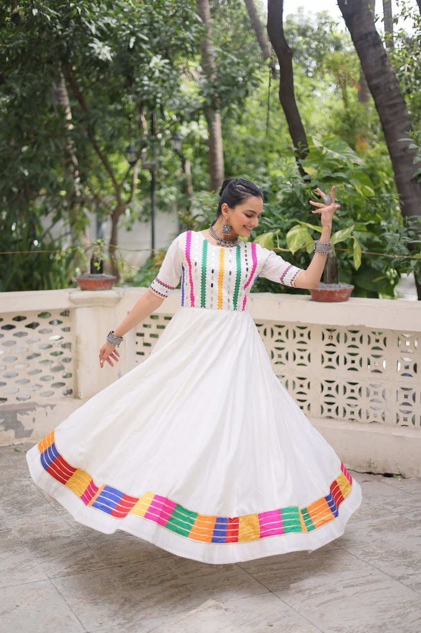 Anaya’s Vibrant Charm Mirror Anarkali Gown