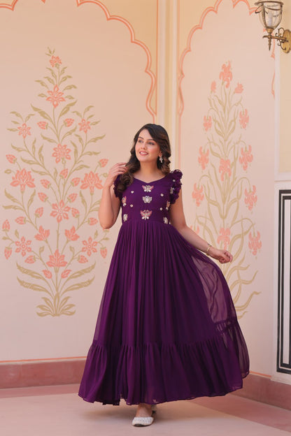 Aaradhya Designer Butterfly Bloom Festive Flow Gown